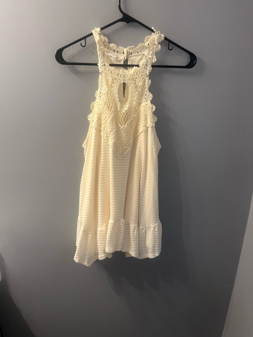Maurices Cream Crochet Halter Dress